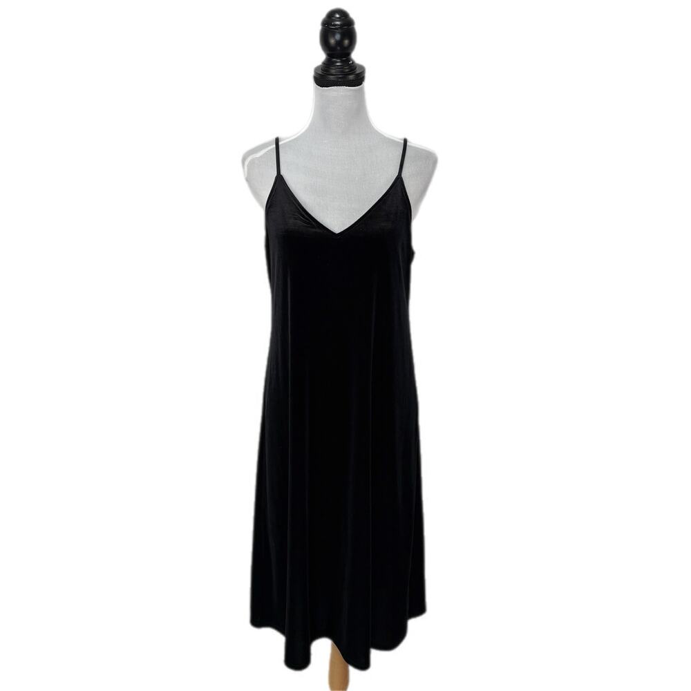 Black Velvet Stretchy Slip Dress - Women's Size S